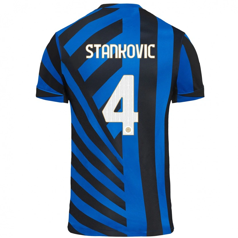 Danxen Enfant Maillot Aleksandar Stankovic #4 Bleu Noir Tenues Domicile 2024/25 T-Shirt