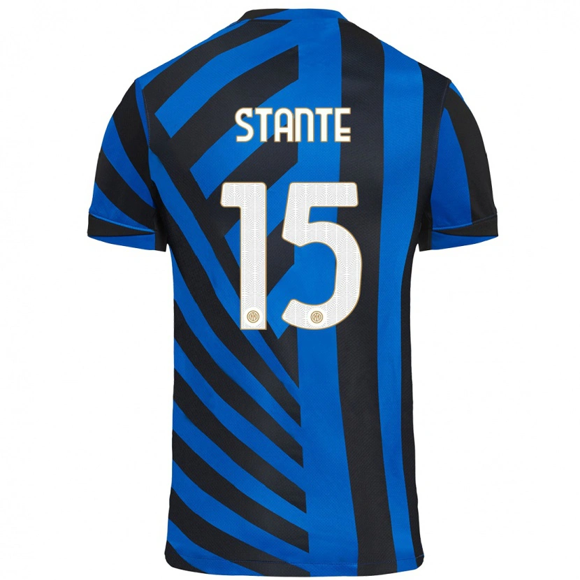 Danxen Enfant Maillot Francesco Stante #15 Bleu Noir Tenues Domicile 2024/25 T-Shirt