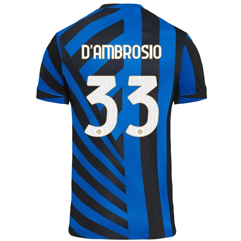 Danxen Enfant Maillot Danilo D'ambrosio #33 Bleu Noir Tenues Domicile 2024/25 T-Shirt