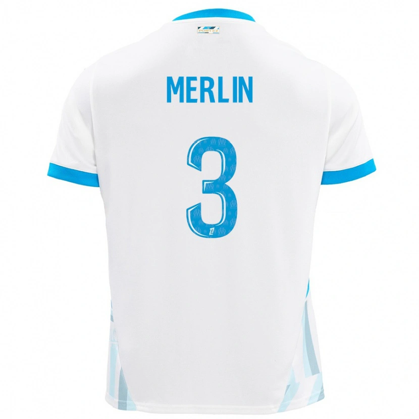 Danxen Enfant Maillot Quentin Merlin #3 Blanc Bleu Ciel Tenues Domicile 2024/25 T-Shirt