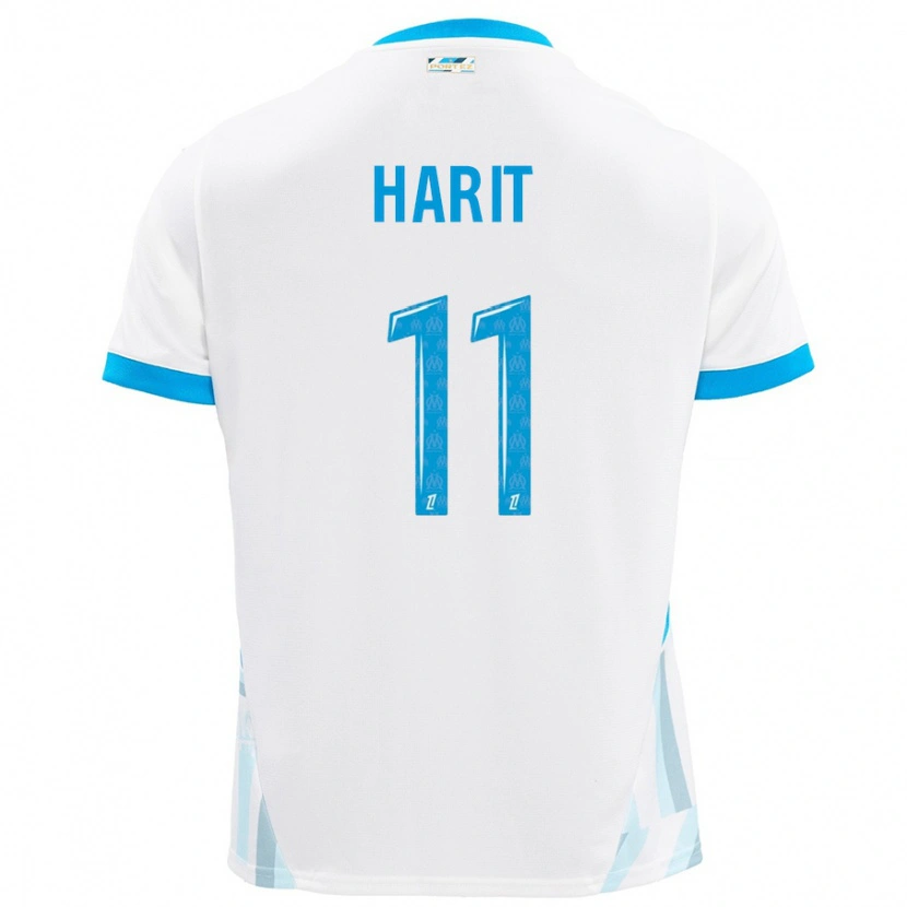 Danxen Enfant Maillot Amine Harit #11 Blanc Bleu Ciel Tenues Domicile 2024/25 T-Shirt