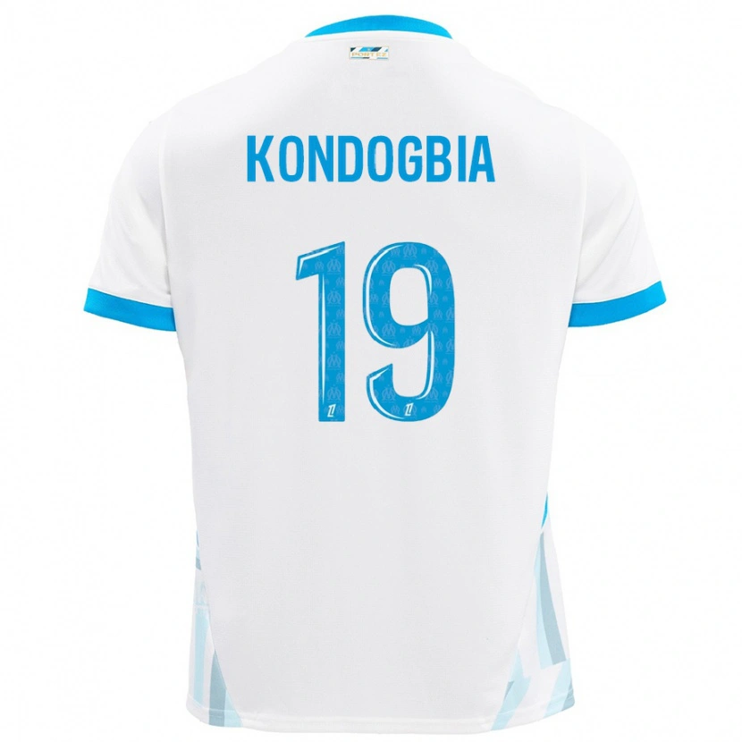 Danxen Enfant Maillot Geoffrey Kondogbia #19 Blanc Bleu Ciel Tenues Domicile 2024/25 T-Shirt