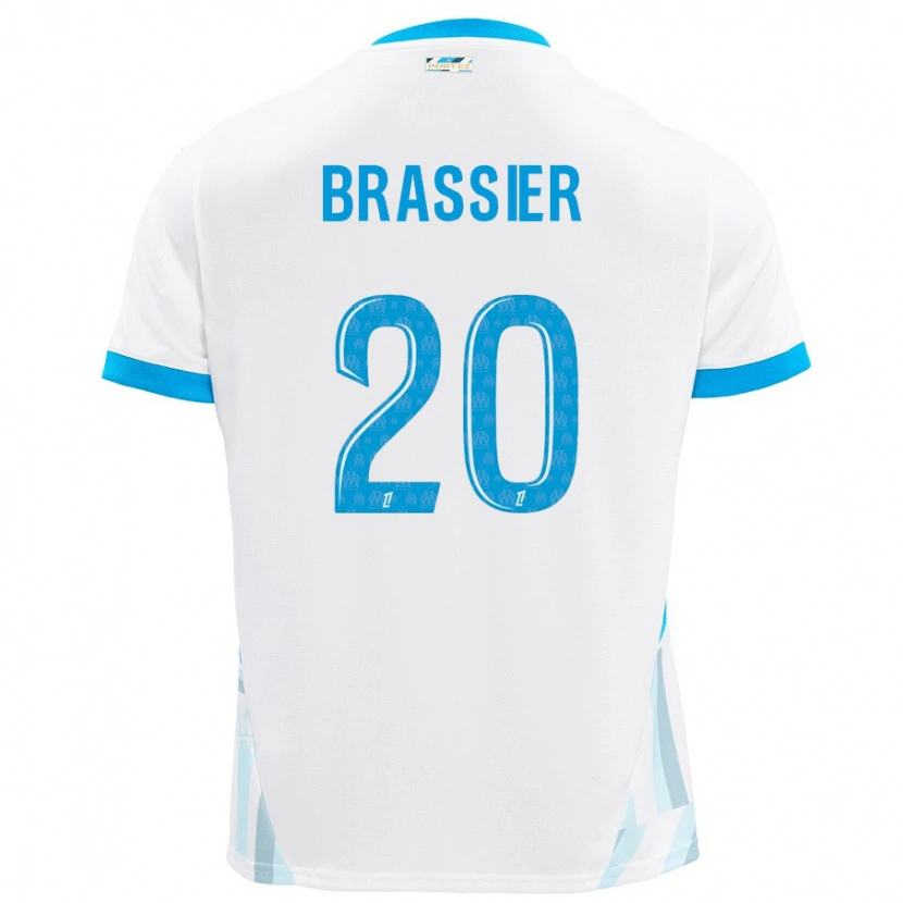 Danxen Enfant Maillot Lilian Brassier #20 Blanc Bleu Ciel Tenues Domicile 2024/25 T-Shirt