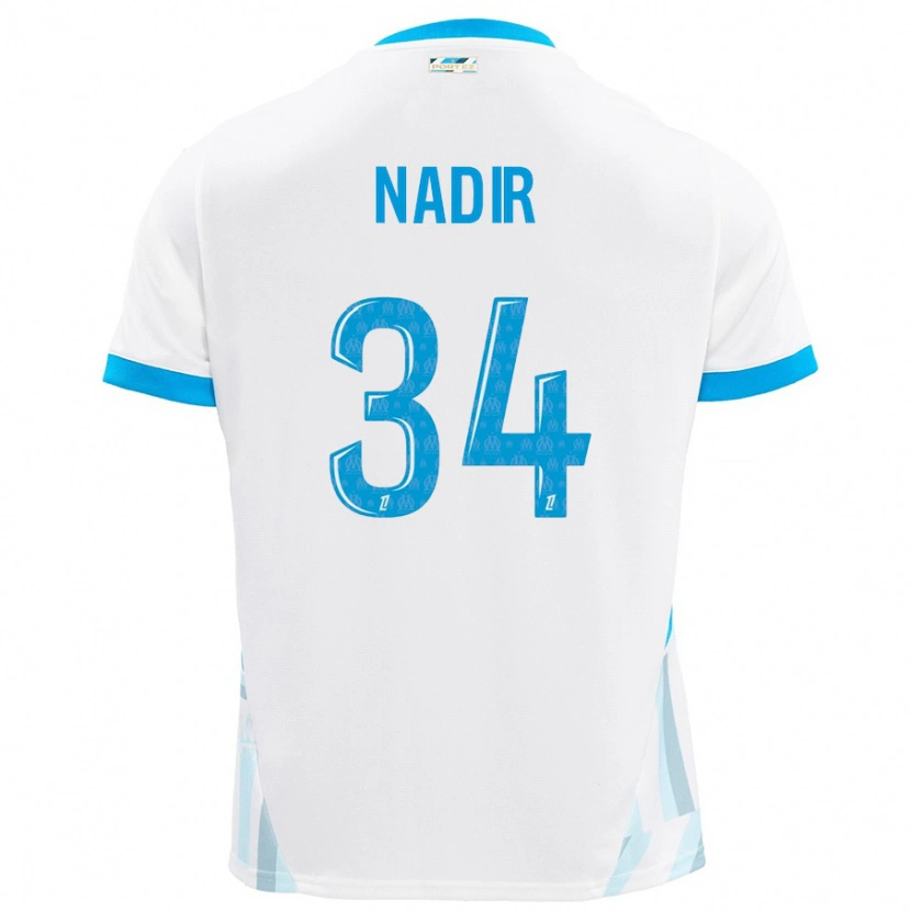 Danxen Enfant Maillot Bilal Nadir #34 Blanc Bleu Ciel Tenues Domicile 2024/25 T-Shirt