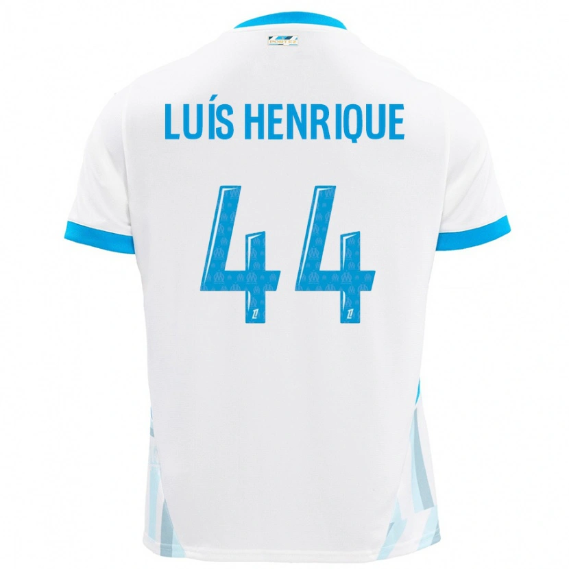 Danxen Enfant Maillot Luis Henrique #44 Blanc Bleu Ciel Tenues Domicile 2024/25 T-Shirt