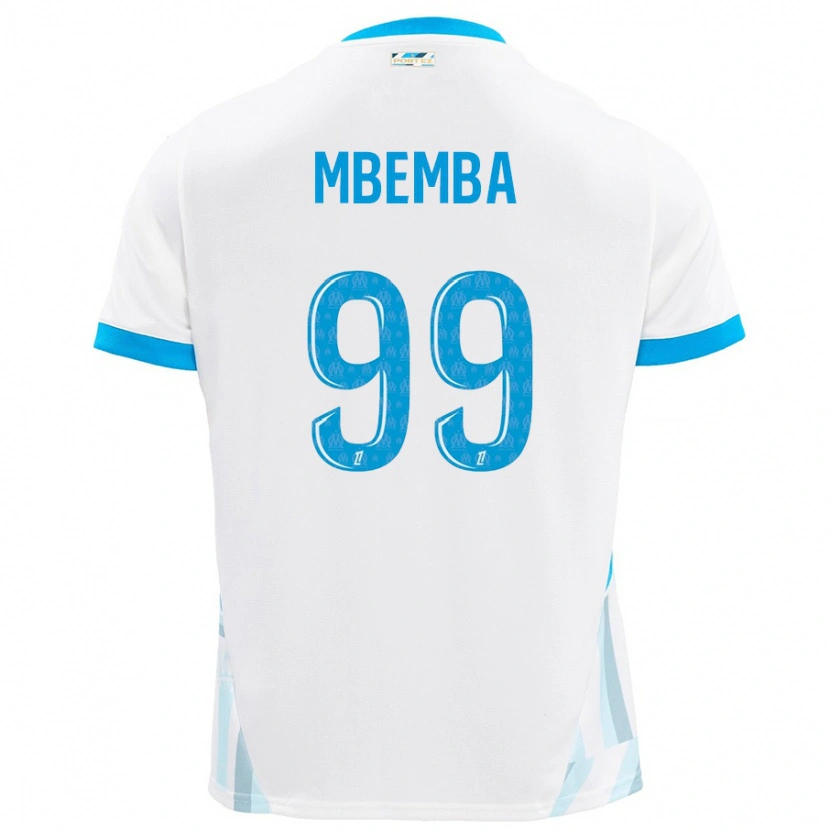 Danxen Enfant Maillot Chancel Mbemba #99 Blanc Bleu Ciel Tenues Domicile 2024/25 T-Shirt