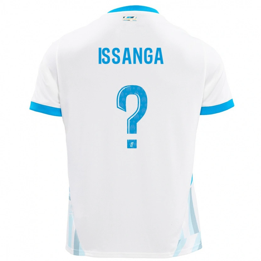 Danxen Enfant Maillot Alexandre Issanga #0 Blanc Bleu Ciel Tenues Domicile 2024/25 T-Shirt