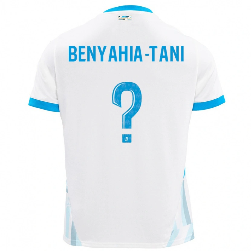 Danxen Enfant Maillot Aylan Benyahia-Tani #0 Blanc Bleu Ciel Tenues Domicile 2024/25 T-Shirt