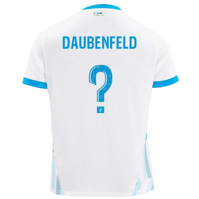 Danxen Enfant Maillot Lucas Daubenfeld #0 Blanc Bleu Ciel Tenues Domicile 2024/25 T-Shirt