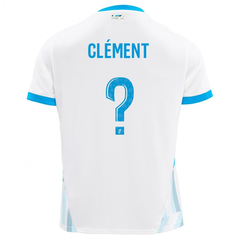 Danxen Enfant Maillot Mathis Clément #0 Blanc Bleu Ciel Tenues Domicile 2024/25 T-Shirt