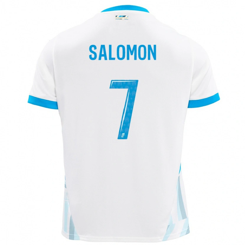 Danxen Enfant Maillot Maëva Salomon #7 Blanc Bleu Ciel Tenues Domicile 2024/25 T-Shirt