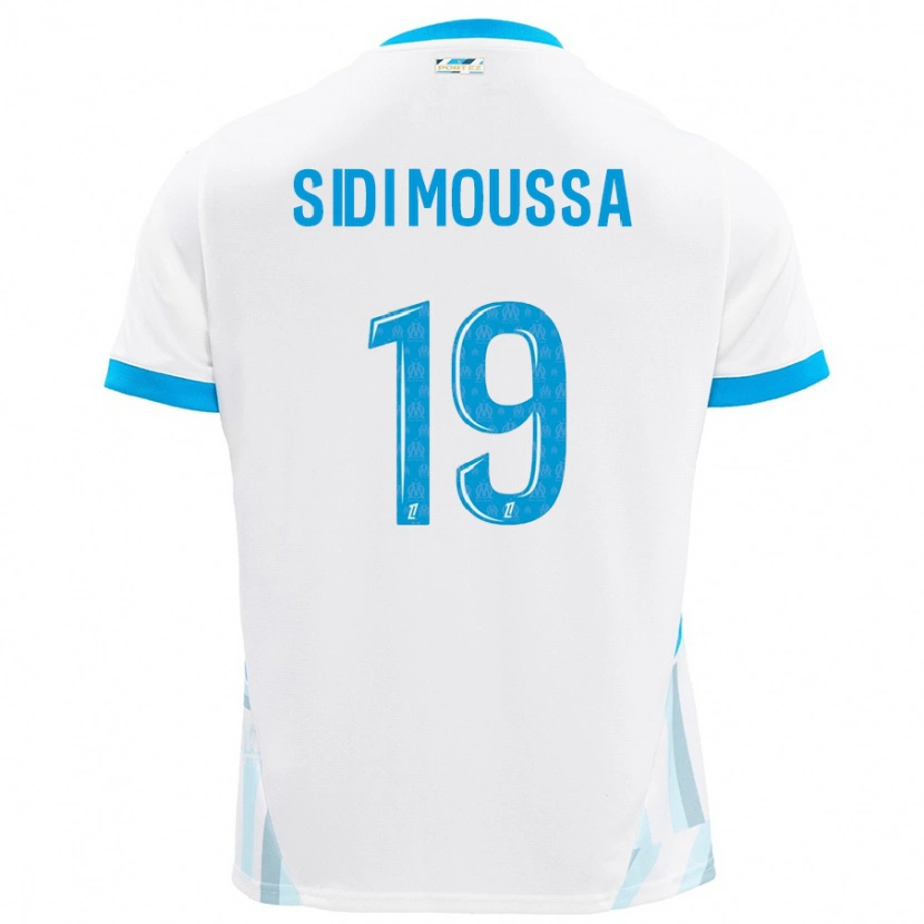 Danxen Enfant Maillot Salima Sidi Moussa #19 Blanc Bleu Ciel Tenues Domicile 2024/25 T-Shirt