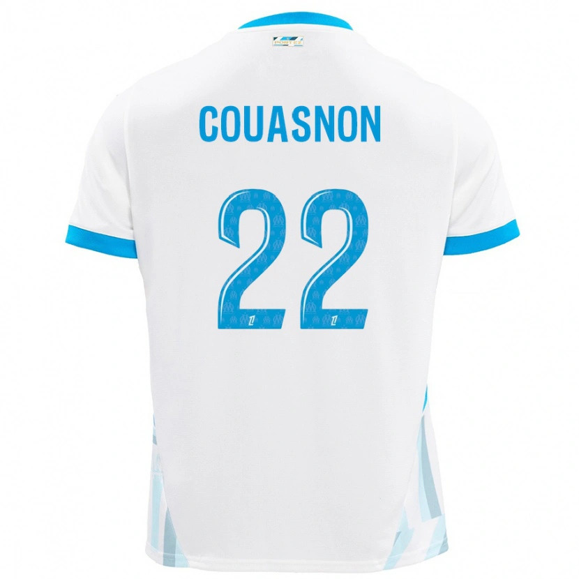 Danxen Enfant Maillot Roxane Couasnon #22 Blanc Bleu Ciel Tenues Domicile 2024/25 T-Shirt