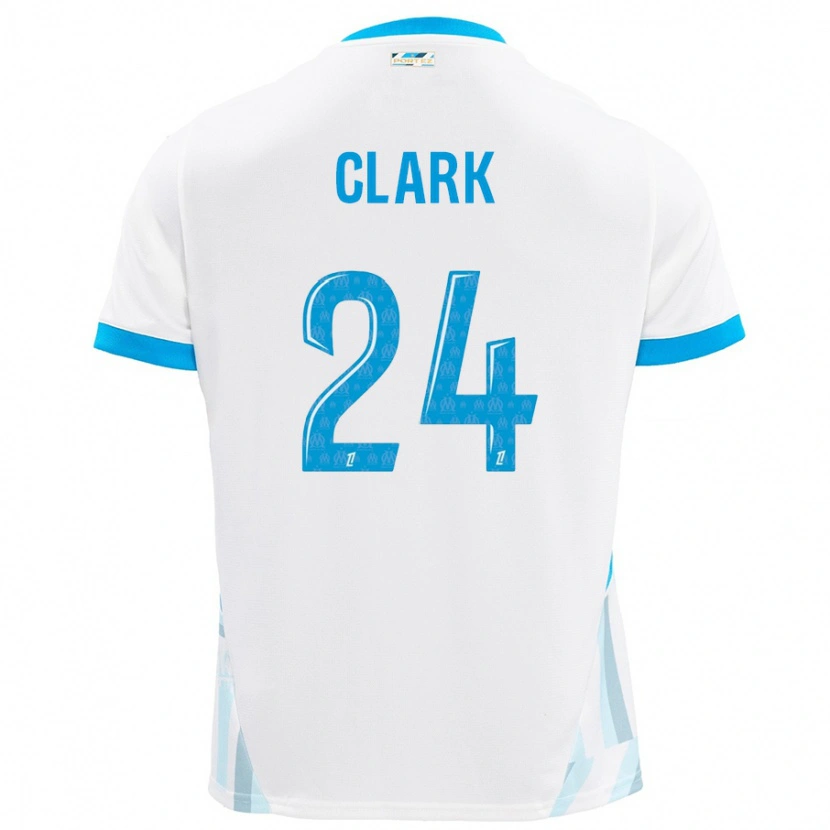 Danxen Enfant Maillot Ashley Clark #24 Blanc Bleu Ciel Tenues Domicile 2024/25 T-Shirt