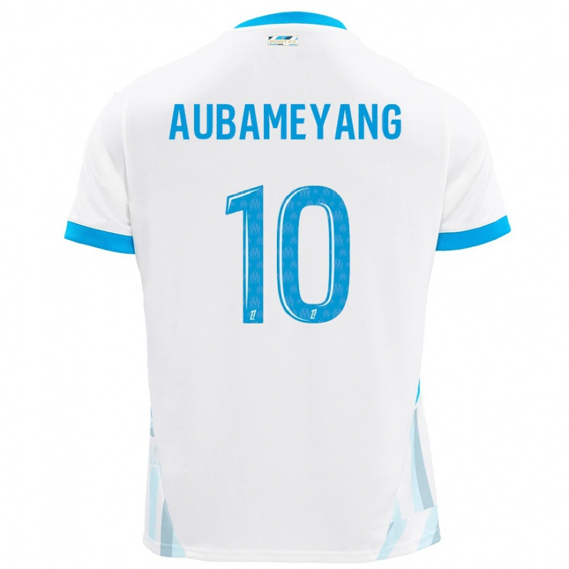 Danxen Enfant Maillot Pierre-Emerick Aubameyang #10 Blanc Bleu Ciel Tenues Domicile 2024/25 T-Shirt