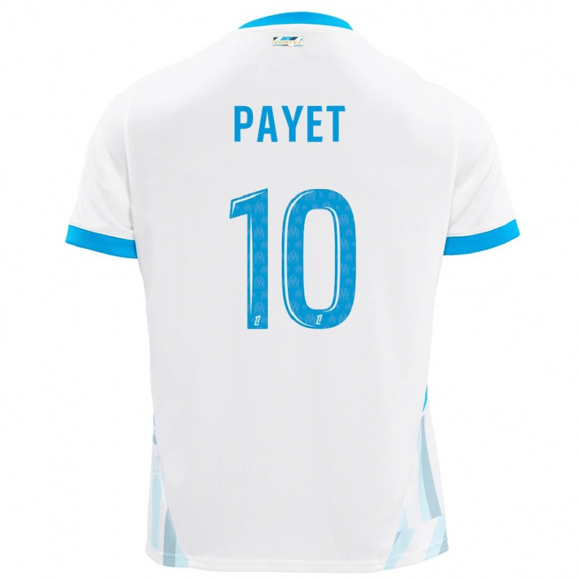 Danxen Enfant Maillot Dimitri Payet #10 Blanc Bleu Ciel Tenues Domicile 2024/25 T-Shirt