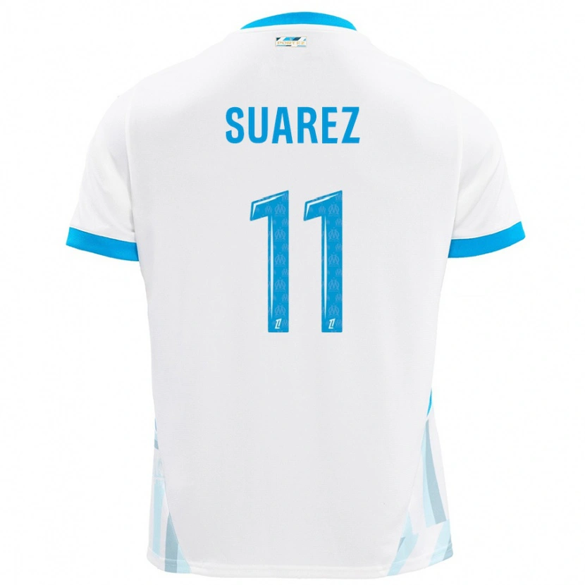 Danxen Enfant Maillot Luis Suarez #11 Blanc Bleu Ciel Tenues Domicile 2024/25 T-Shirt