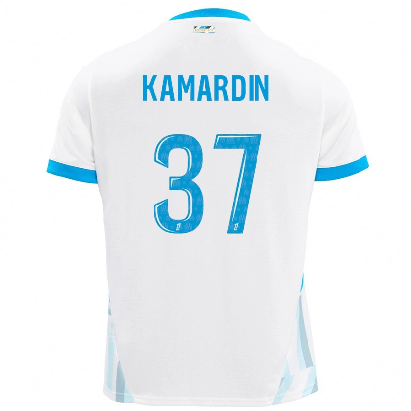 Danxen Enfant Maillot Aaron Kamardin #37 Blanc Bleu Ciel Tenues Domicile 2024/25 T-Shirt