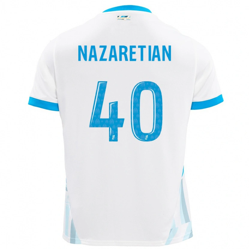 Danxen Enfant Maillot Manuel Nazaretian #40 Blanc Bleu Ciel Tenues Domicile 2024/25 T-Shirt