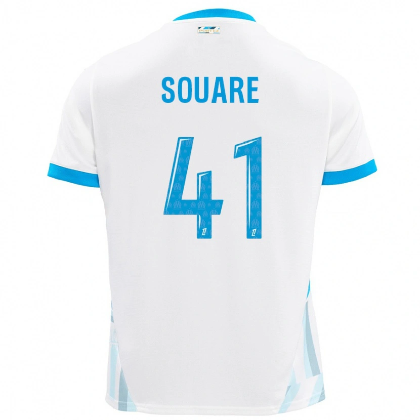 Danxen Enfant Maillot Cheick Souare #41 Blanc Bleu Ciel Tenues Domicile 2024/25 T-Shirt