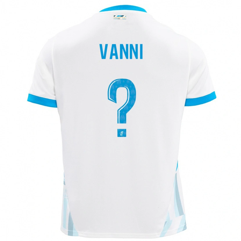 Danxen Enfant Maillot Fabio Vanni #0 Blanc Bleu Ciel Tenues Domicile 2024/25 T-Shirt