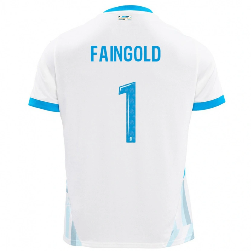 Danxen Enfant Maillot Abbie Faingold #1 Blanc Bleu Ciel Tenues Domicile 2024/25 T-Shirt