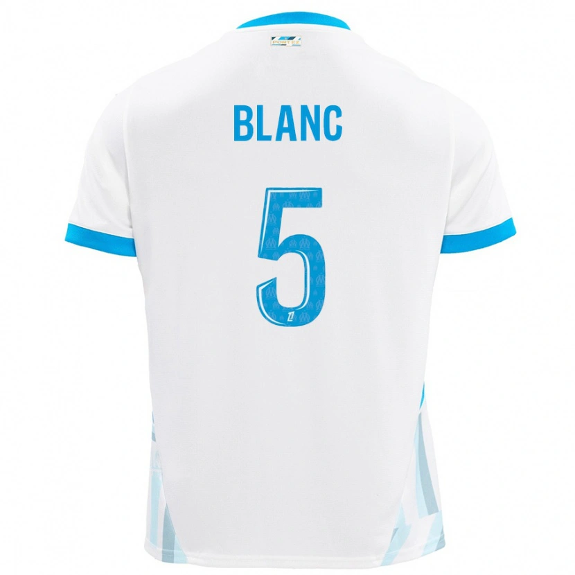 Danxen Enfant Maillot Amandine Blanc #5 Blanc Bleu Ciel Tenues Domicile 2024/25 T-Shirt