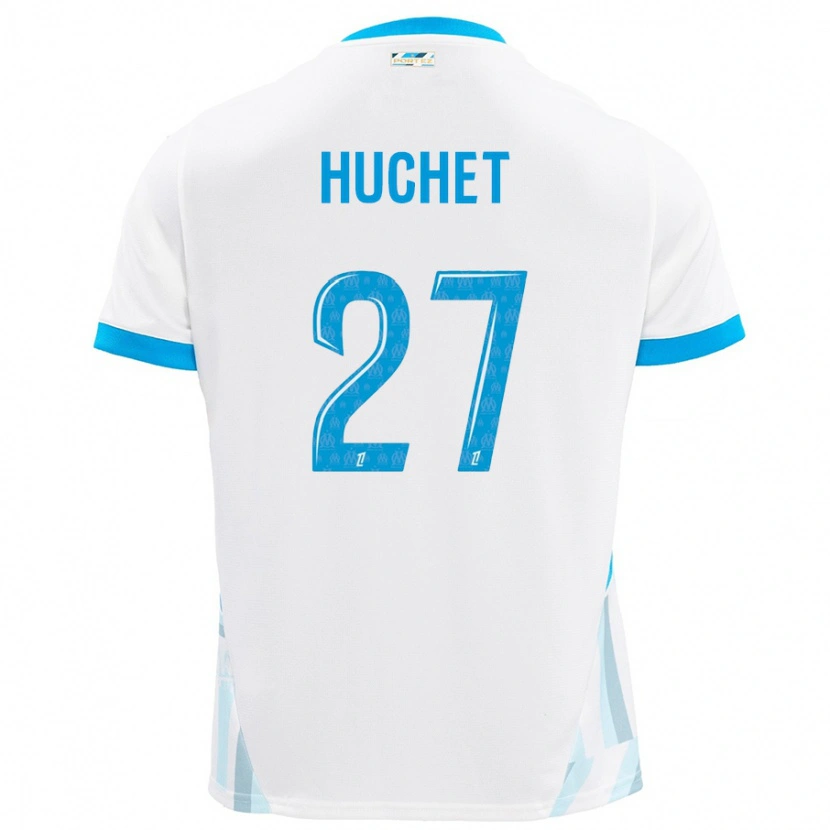 Danxen Enfant Maillot Sarah Huchet #27 Blanc Bleu Ciel Tenues Domicile 2024/25 T-Shirt