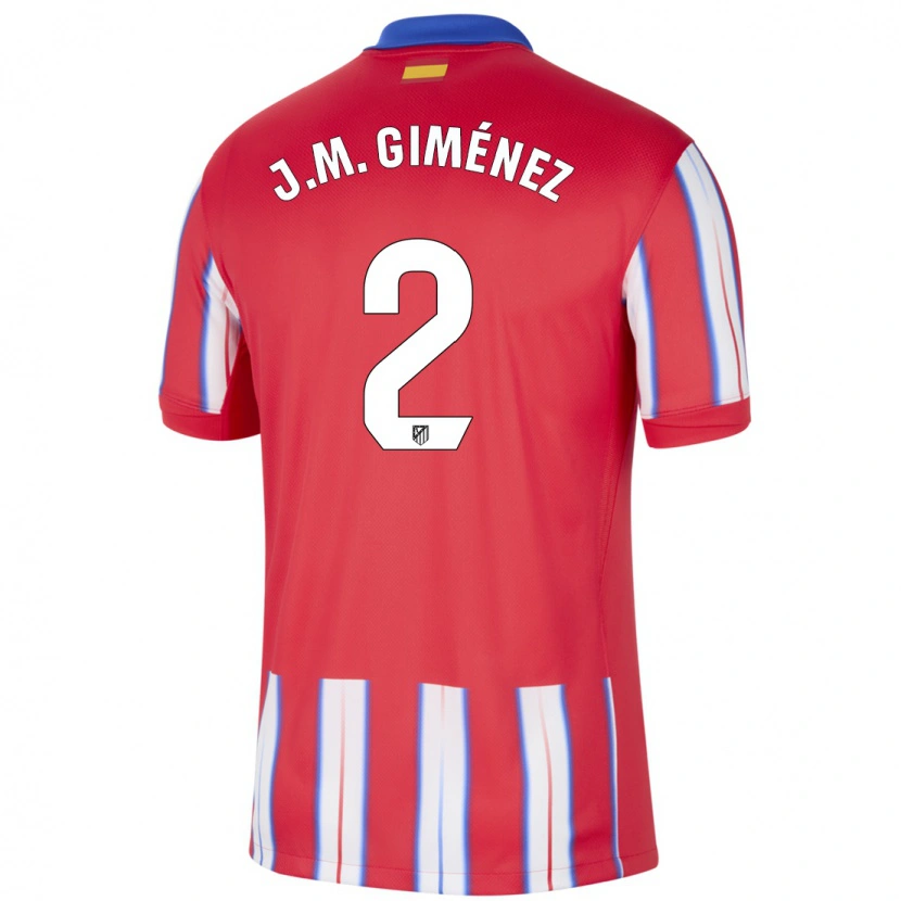 Danxen Enfant Maillot José María Giménez #2 Rouge Blanc Bleu Tenues Domicile 2024/25 T-Shirt