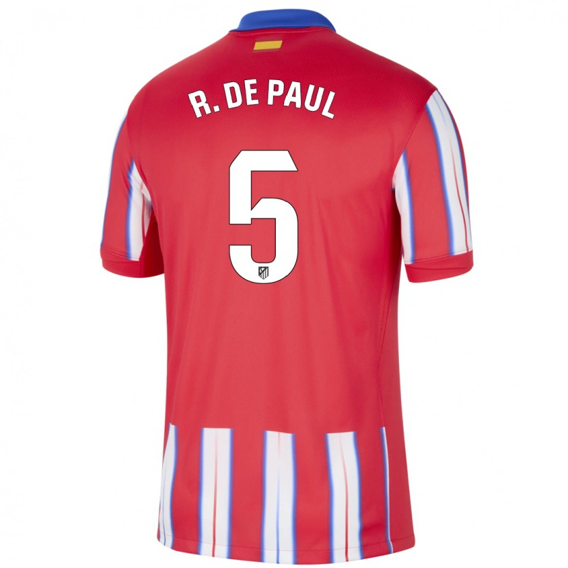 Danxen Enfant Maillot Rodrigo De Paul #5 Rouge Blanc Bleu Tenues Domicile 2024/25 T-Shirt