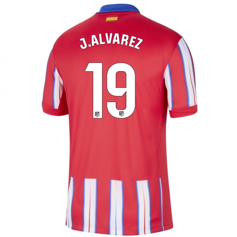 Danxen Enfant Maillot Julián Alvarez #19 Rouge Blanc Bleu Tenues Domicile 2024/25 T-Shirt