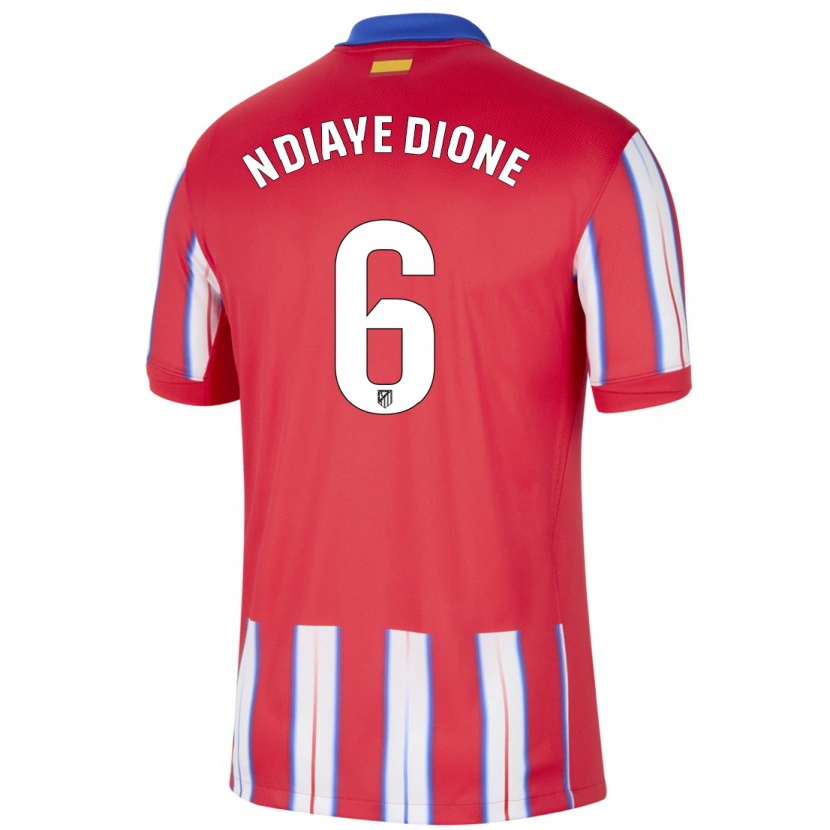 Danxen Enfant Maillot Assane Ndiaye Dione #6 Rouge Blanc Bleu Tenues Domicile 2024/25 T-Shirt