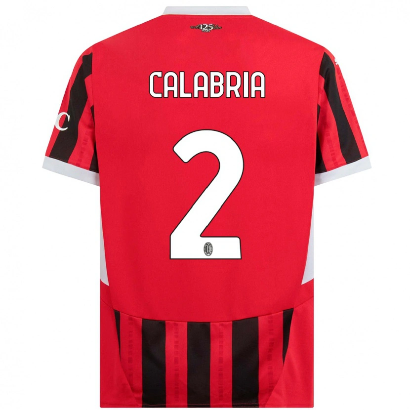 Danxen Enfant Maillot Davide Calabria #2 Rouge Noir Tenues Domicile 2024/25 T-Shirt