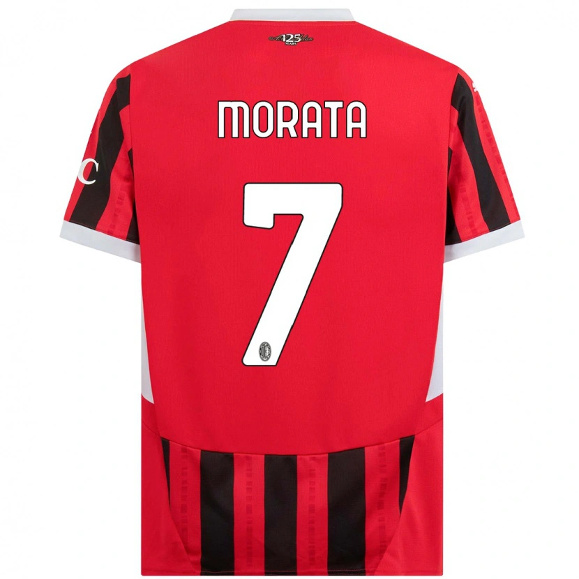 Danxen Enfant Maillot Álvaro Morata #7 Rouge Noir Tenues Domicile 2024/25 T-Shirt