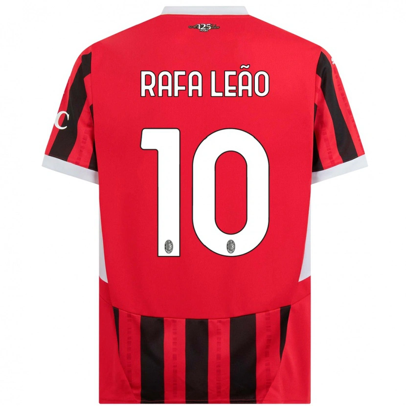 Danxen Enfant Maillot Rafael Leão #10 Rouge Noir Tenues Domicile 2024/25 T-Shirt