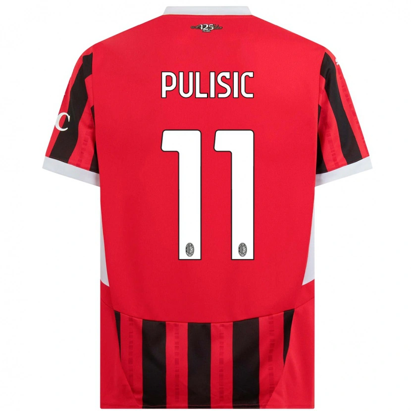 Danxen Enfant Maillot Christian Pulisic #11 Rouge Noir Tenues Domicile 2024/25 T-Shirt