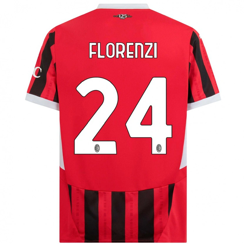 Danxen Enfant Maillot Alessandro Florenzi #24 Rouge Noir Tenues Domicile 2024/25 T-Shirt