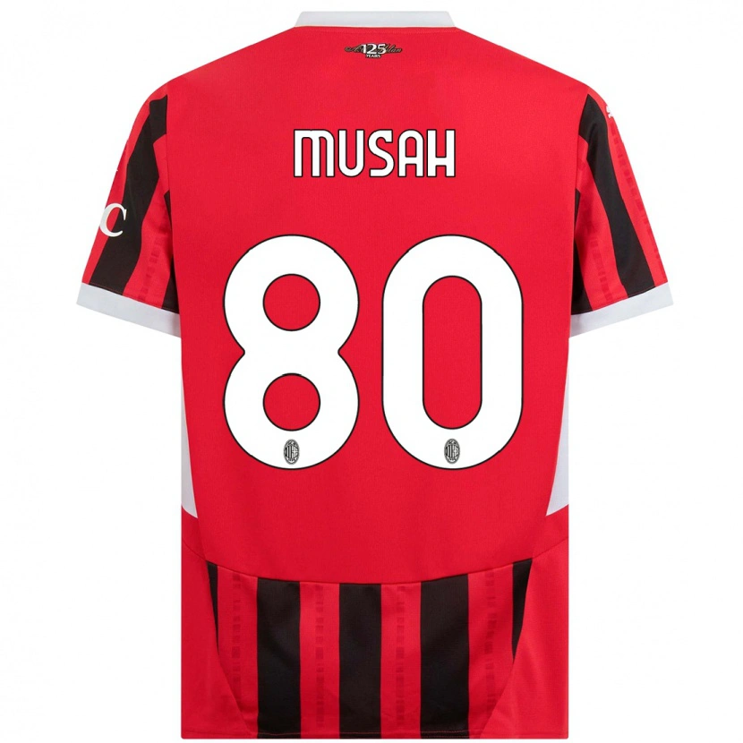 Danxen Enfant Maillot Yunus Musah #80 Rouge Noir Tenues Domicile 2024/25 T-Shirt