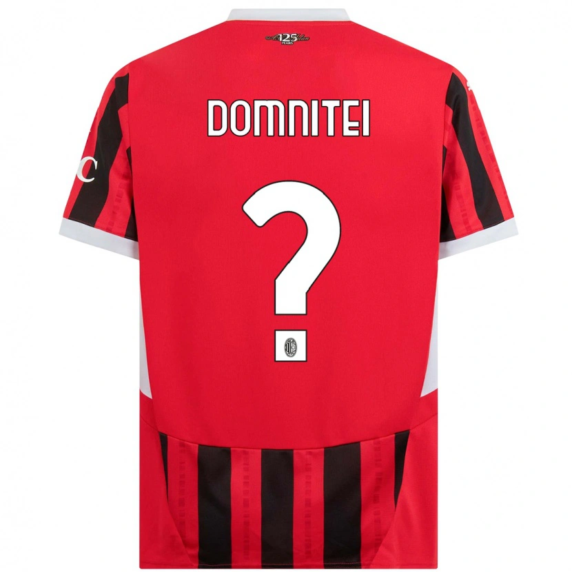 Danxen Enfant Maillot Francesco Domniței #0 Rouge Noir Tenues Domicile 2024/25 T-Shirt