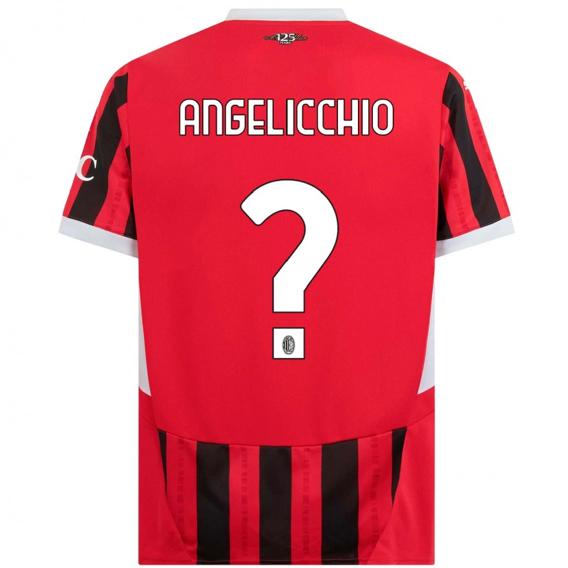 Danxen Enfant Maillot Mattia Angelicchio #0 Rouge Noir Tenues Domicile 2024/25 T-Shirt