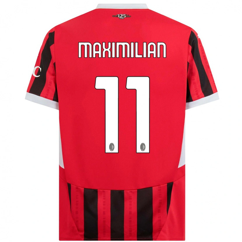 Danxen Enfant Maillot Maximilian Ibrahimović #11 Rouge Noir Tenues Domicile 2024/25 T-Shirt