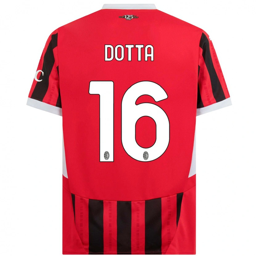 Danxen Enfant Maillot Cristiano Dotta #16 Rouge Noir Tenues Domicile 2024/25 T-Shirt