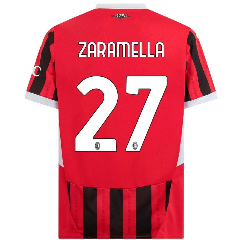 Danxen Enfant Maillot Mattia Zaramella #27 Rouge Noir Tenues Domicile 2024/25 T-Shirt