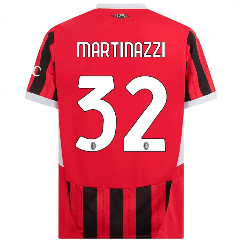 Danxen Enfant Maillot Luca Martinazzi #32 Rouge Noir Tenues Domicile 2024/25 T-Shirt