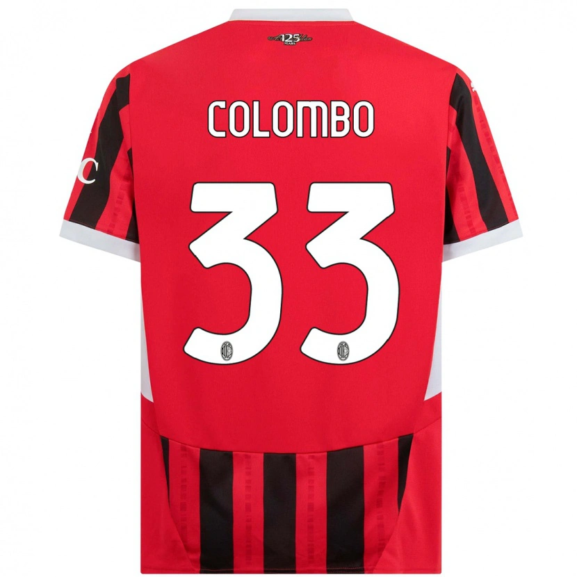 Danxen Enfant Maillot Federico Colombo #33 Rouge Noir Tenues Domicile 2024/25 T-Shirt