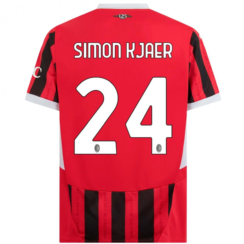 Danxen Enfant Maillot Simon Kjaer #24 Rouge Noir Tenues Domicile 2024/25 T-Shirt