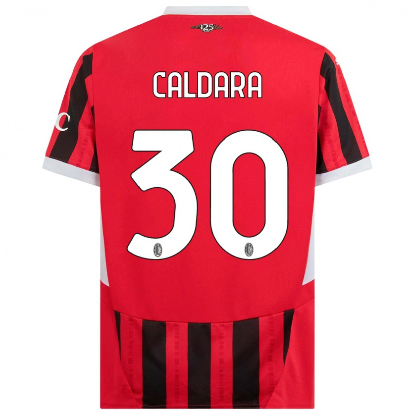 Danxen Enfant Maillot Mattia Caldara #30 Rouge Noir Tenues Domicile 2024/25 T-Shirt