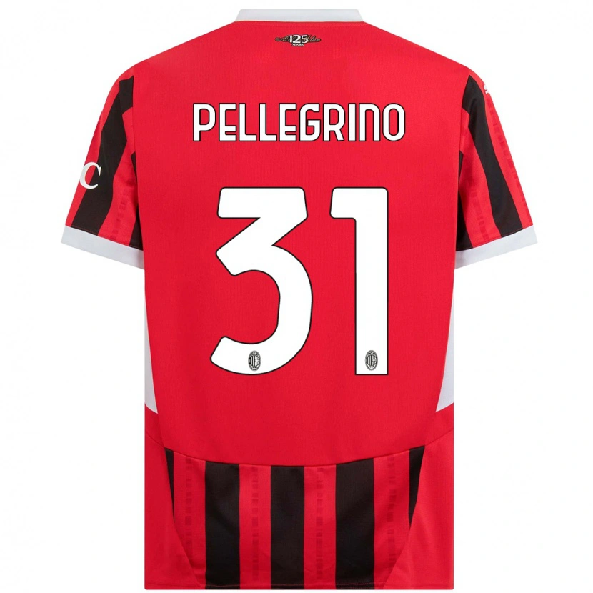 Danxen Enfant Maillot Marco Pellegrino #31 Rouge Noir Tenues Domicile 2024/25 T-Shirt