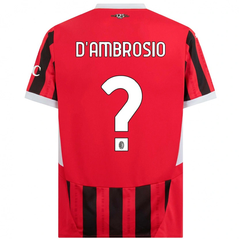 Danxen Enfant Maillot Antonio D'ambrosio #0 Rouge Noir Tenues Domicile 2024/25 T-Shirt