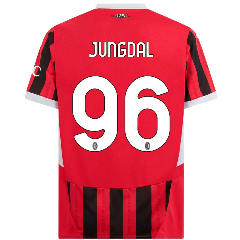 Danxen Enfant Maillot Andreas Jungdal #96 Rouge Noir Tenues Domicile 2024/25 T-Shirt